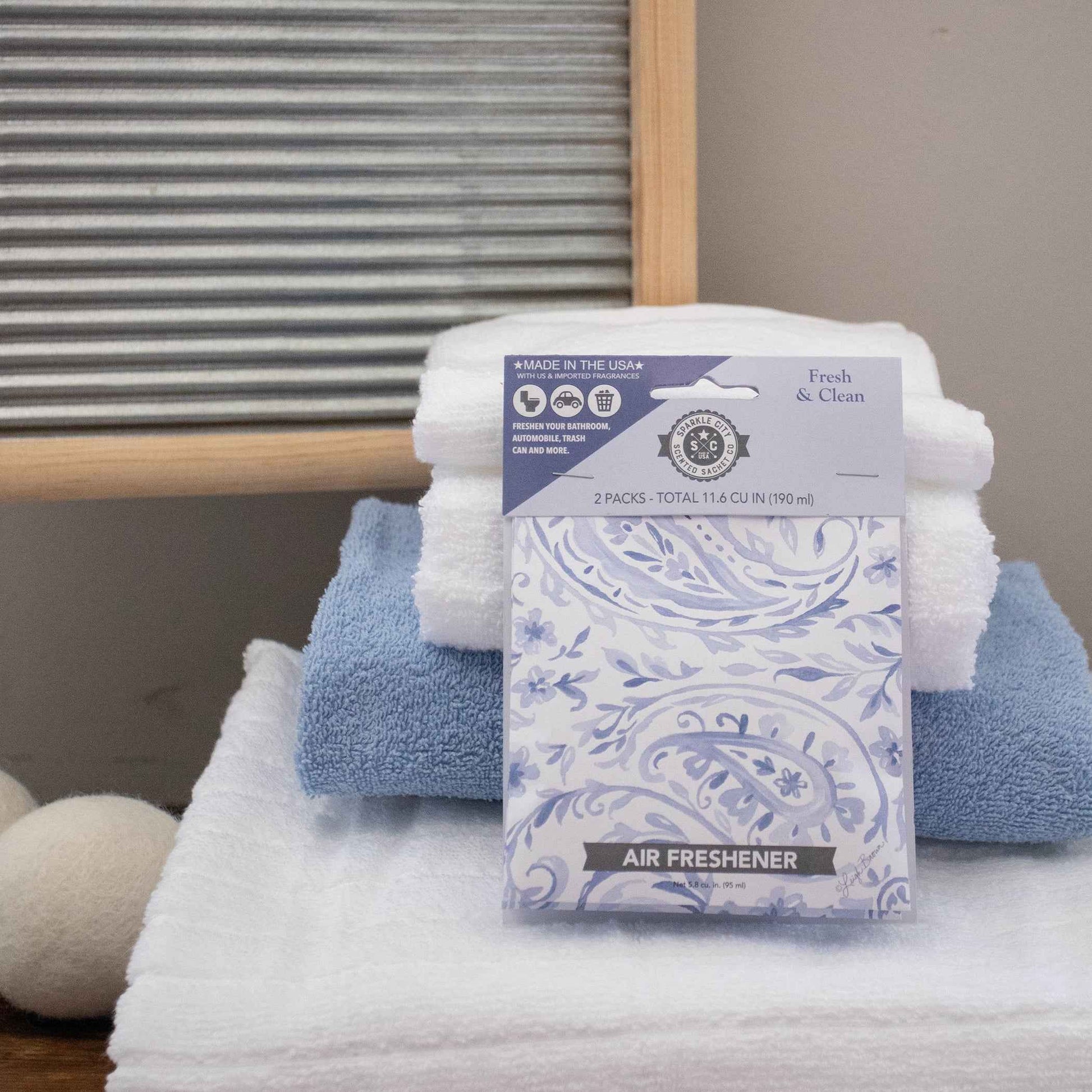 Sparkle City Scented Sachet 2 Pack – Paisley, Fresh and Clean, Home & Closet Fragrance