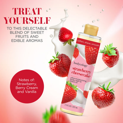 Bodycology Ultra-Moisturizing Body, Bath & Shave Oil – Strawberry Cheesecake Scent, 7.5 fl oz