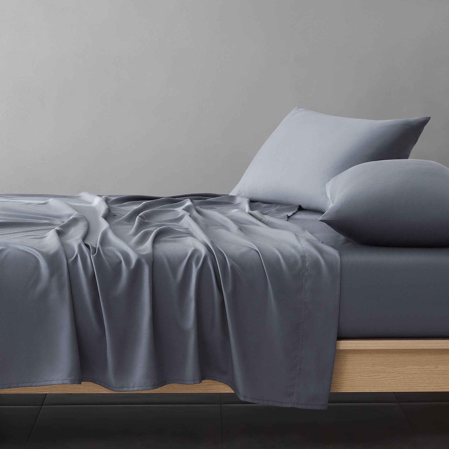 Allswell 6-Piece Dark Gray Cotton Lyocell Blend Bed Sheet Set – 300 Thread Count, Queen Size