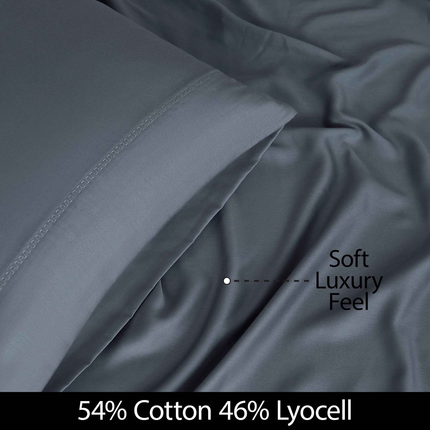 Allswell 6-Piece Dark Gray Cotton Lyocell Blend Bed Sheet Set – 300 Thread Count, Queen Size