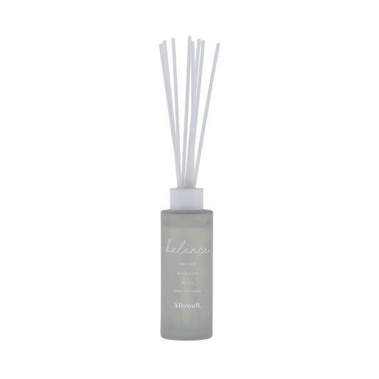 Allswell Balance Scented Reed Diffuser – Balsam, Mahogany & Musk – 3 Fl Oz (90mL) with 8 Synthetic Reeds