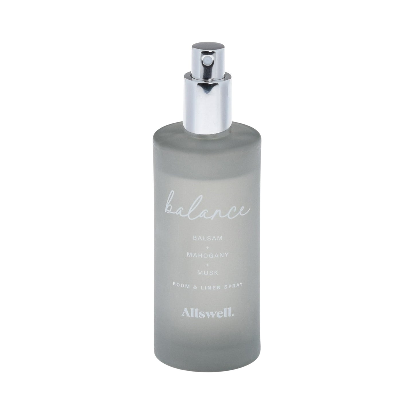 Allswell Balance Scented Room and Linen Spray 3.4 fl oz (100mL) bottle with balsam, mahogany, and musk fragrance – luxury home and fabric freshener spray