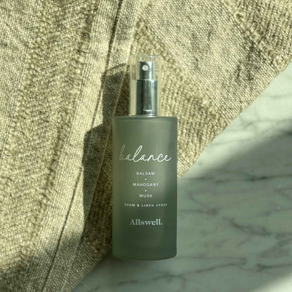 Allswell Balance (Balsam + Mahogany + Musk) Scented Room & Linen Spray 3.4 Fl oz (100mL)