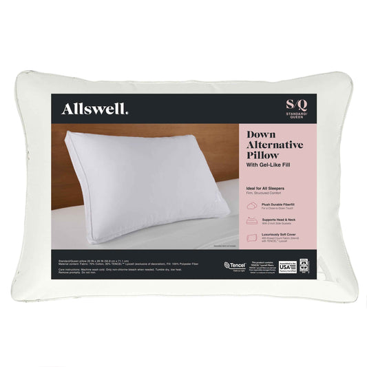 Allswell Down Alternative Bed Pillow - Standard/Queen, Firm, All Positions (1-Pack)