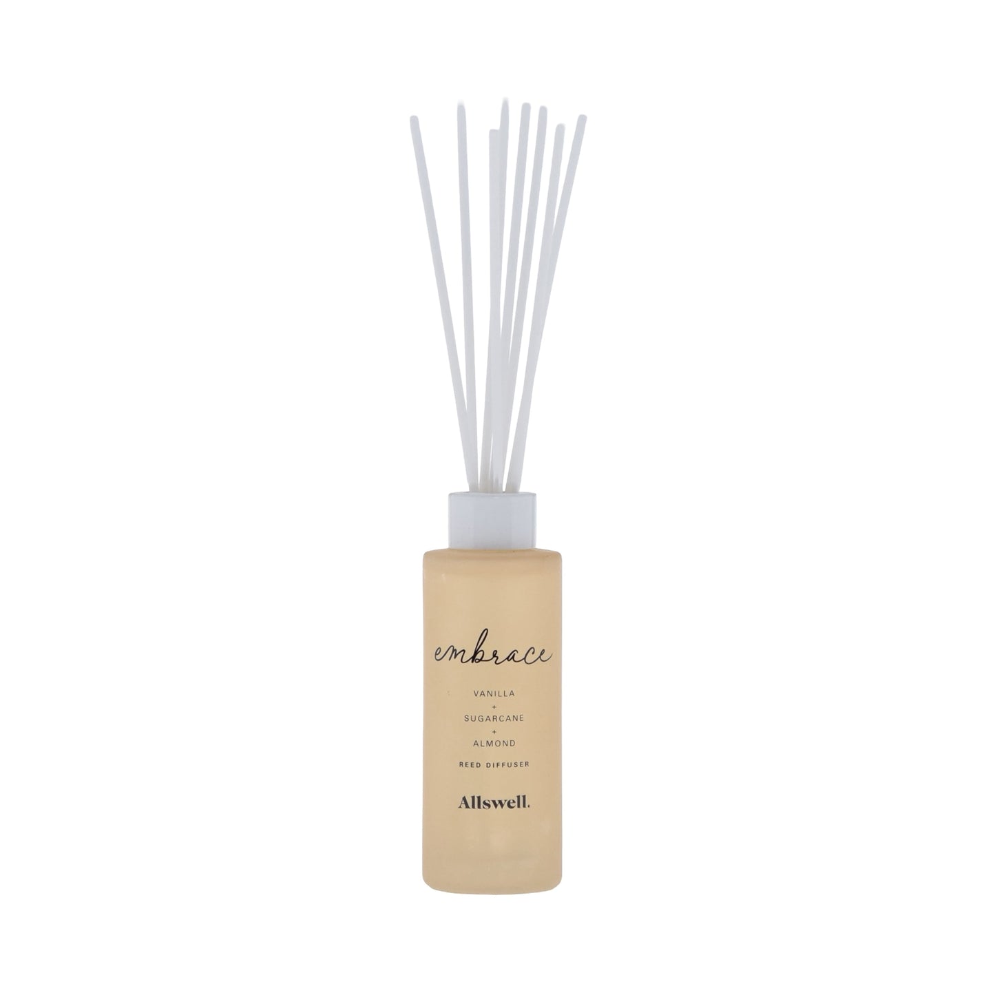 Allswell Embrace Scented Reed Diffuser – Vanilla, Sugarcane & Almond – 3 Fl Oz (90mL) with 8 Synthetic Reeds