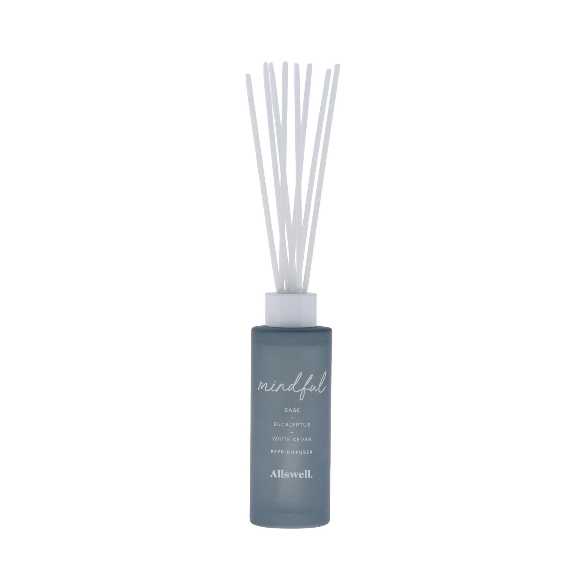 Allswell Mindful Scented Reed Diffuser – Sage, Eucalyptus & White Cedar – 3 Fl Oz (90mL) with 8 Synthetic Reeds