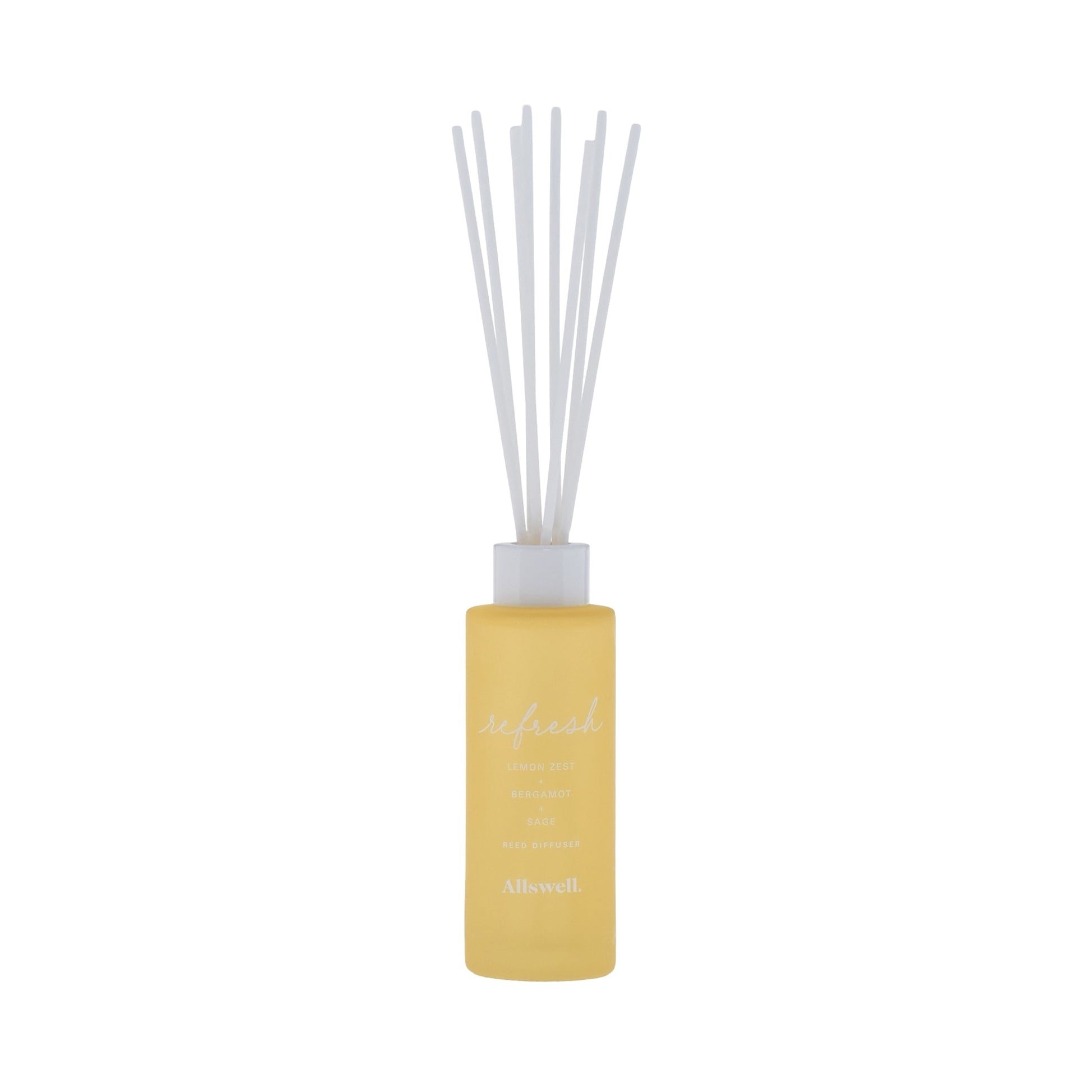 Allswell Refresh Scented Reed Diffuser – Lemon Zest, Bergamot & Sage – 3 Fl Oz (90mL) with 8 Synthetic Reeds