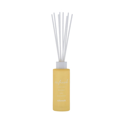 Allswell Refresh Scented Reed Diffuser – Lemon Zest, Bergamot & Sage – 3 Fl Oz (90mL) with 8 Synthetic Reeds