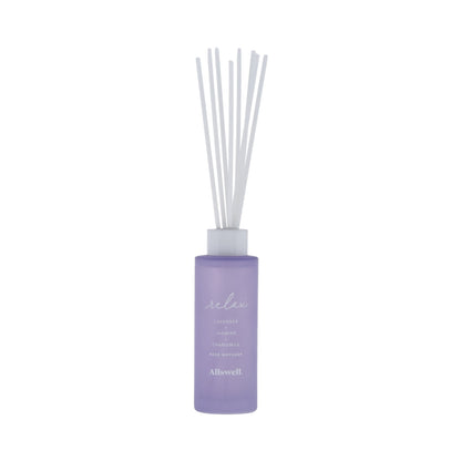 Allswell Relax Scented Reed Diffuser – Lavender, Jasmine & Chamomile – 3 Fl Oz (90mL) with 8 Synthetic Reeds