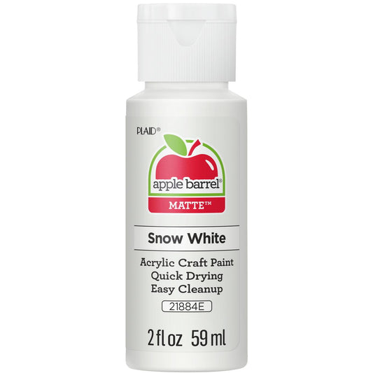 Apple Barrel Acrylic Craft Paint, Matte Finish, Snow White, 2 fl oz (21884EX)