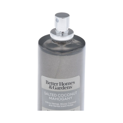 Better Homes and Gardens Salted Coconut and Mahogany Scented Room and Linen Spray 3.38 fl oz bottle, tropical coconut and warm mahogany fragrance for rooms, linens, and fabrics