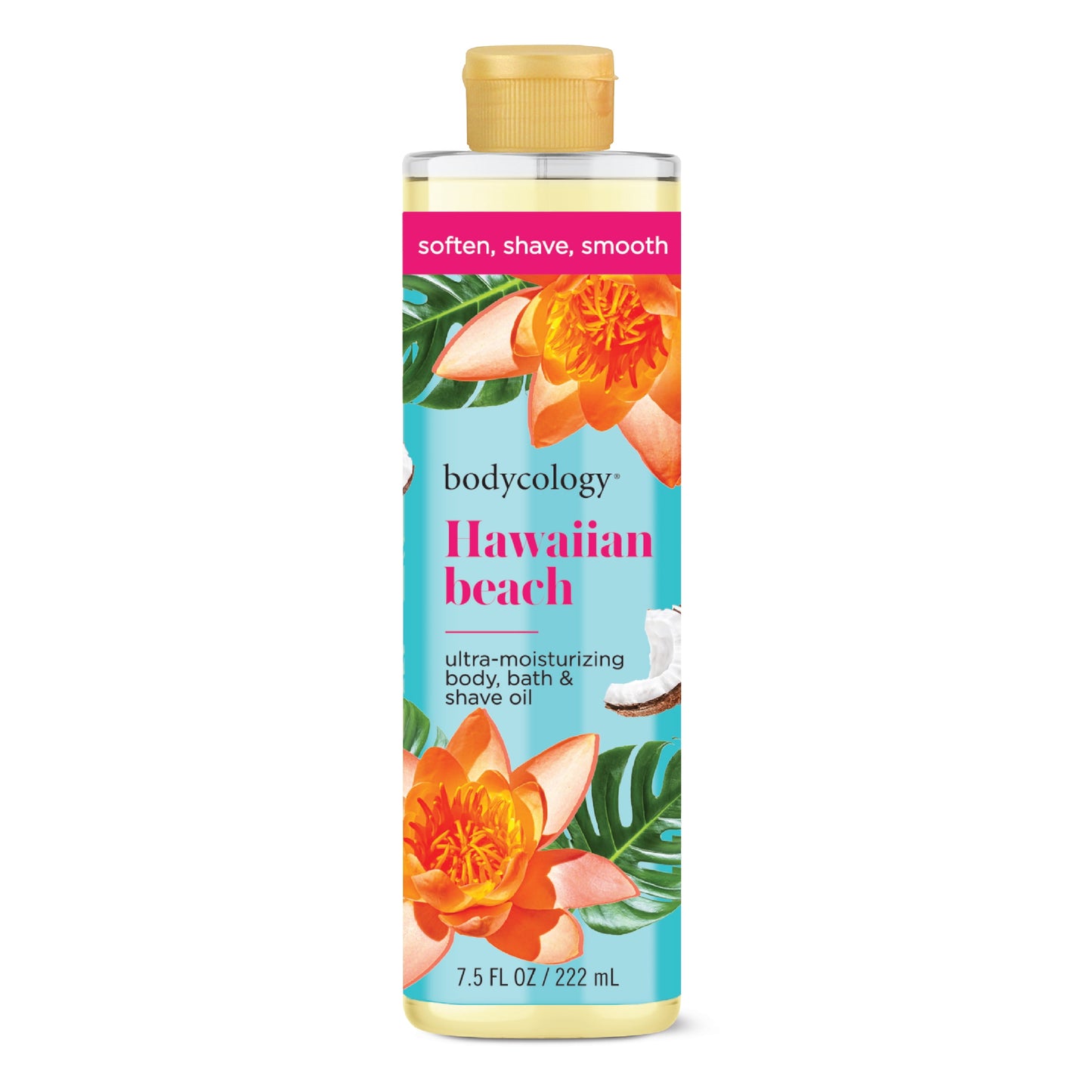 Bodycology Ultra Moisturizing Body, Bath & Shave Oil – Hawaiian Beach Scent | 3-in-1 Hydrating Skin Oil – 7.5 fl oz