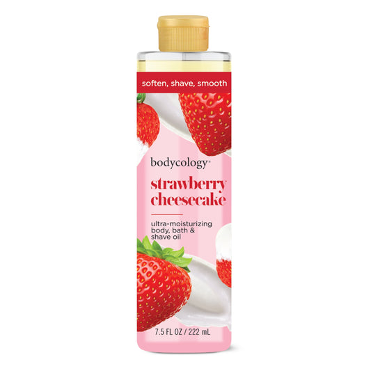 Bodycology Ultra-Moisturizing Body, Bath & Shave Oil – Strawberry Cheesecake Scent, 7.5 fl oz