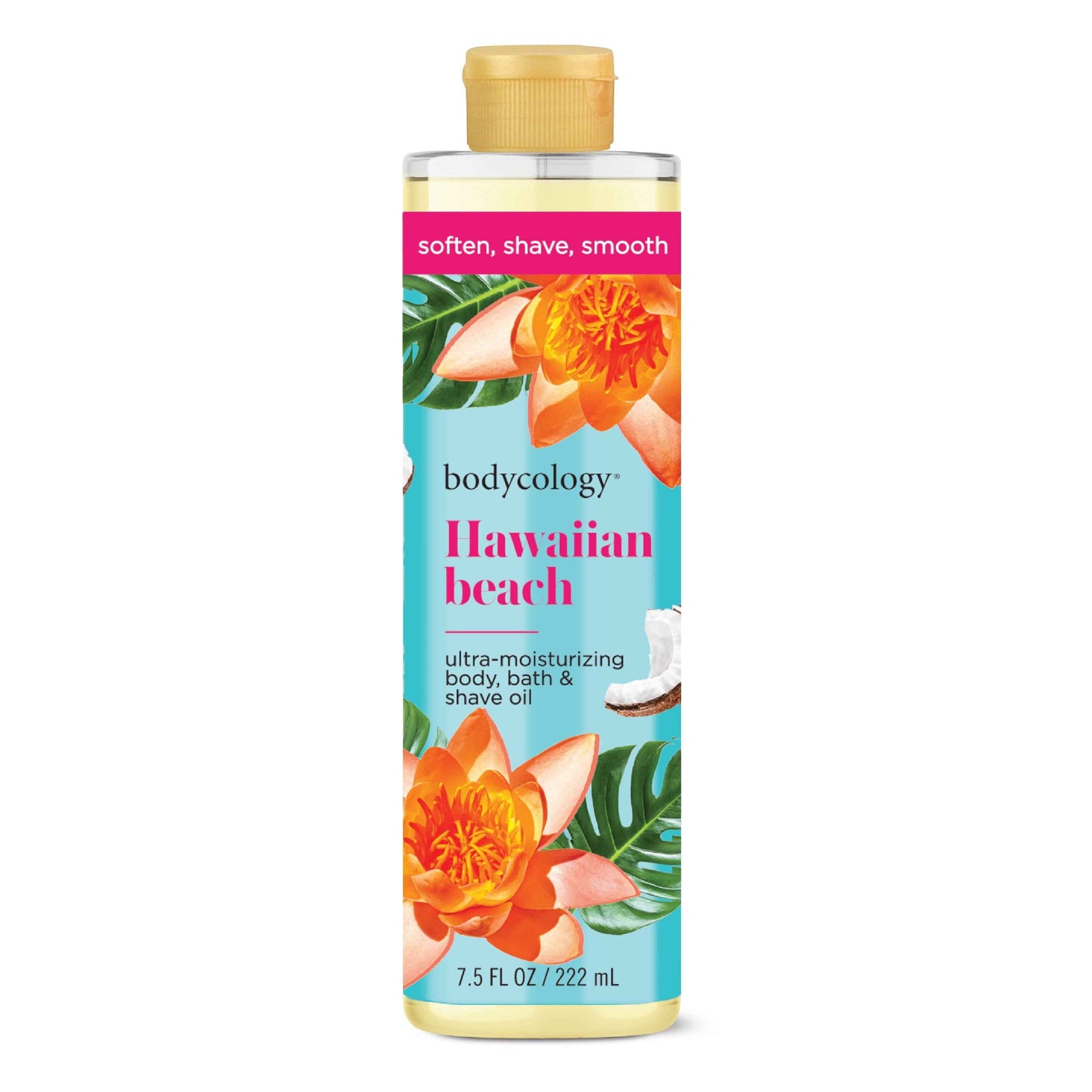 Bodycology Ultra Moisturizing Body, Bath & Shave Oil – Hawaiian Beach Scent | 3-in-1 Hydrating Skin Oil – 7.5 fl oz