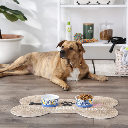 Pet Bowl – Portuguese Azulejos Design | Small 4.25" D x 2" H (Set of 2) Bone Dry