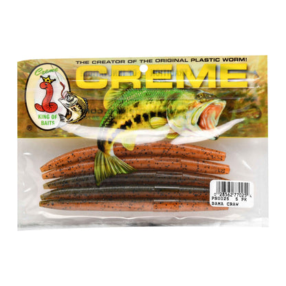 Creme Lure Stick Baits for Bass – 5-Pack Soft Plastic Fishing Lures, Bama Craw Color, Durable for Texas & Wacky Rig Rigs