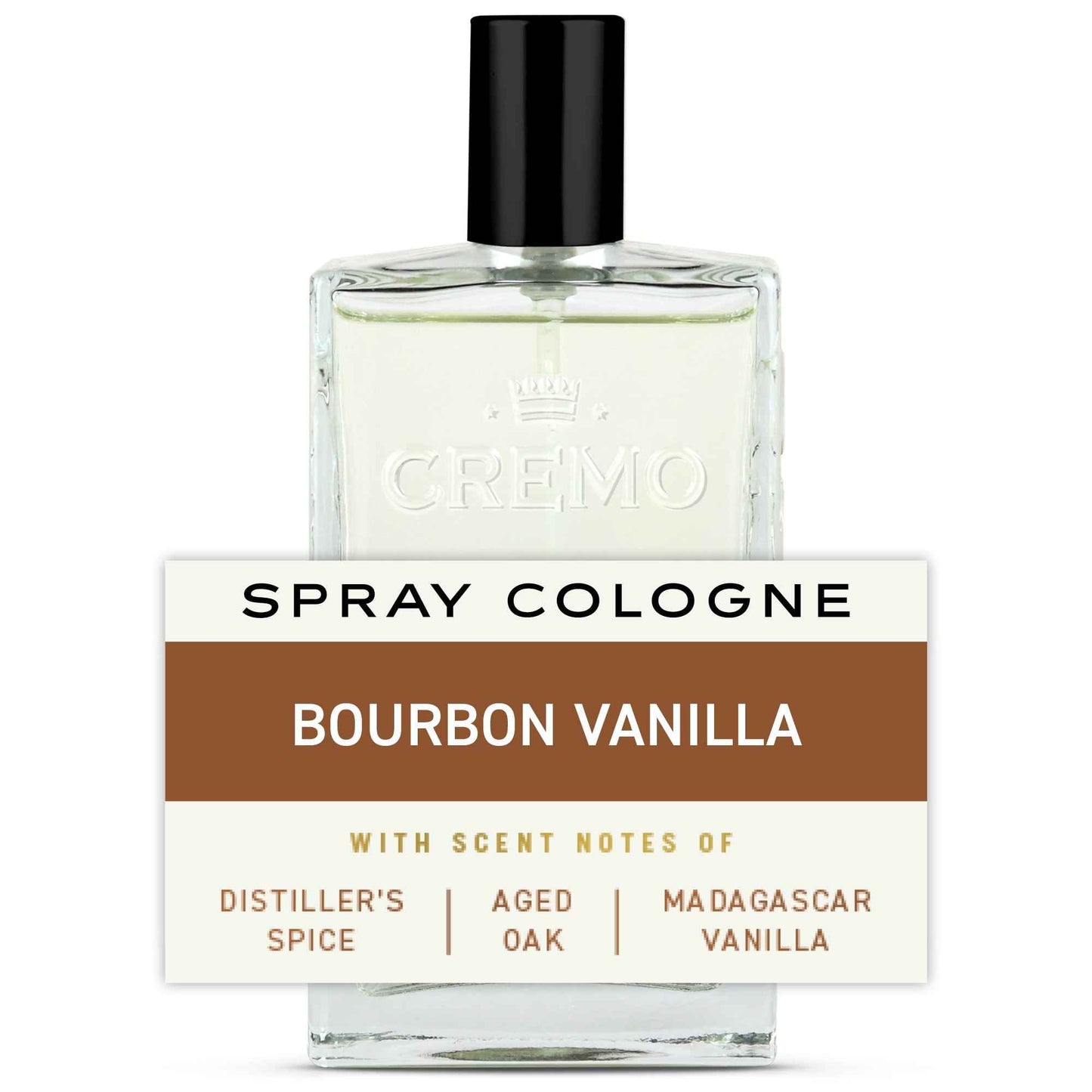 Cremo Cologne for Men, Bourbon Vanilla – Distinctive & Long-Lasting Scent, 3.4 Oz