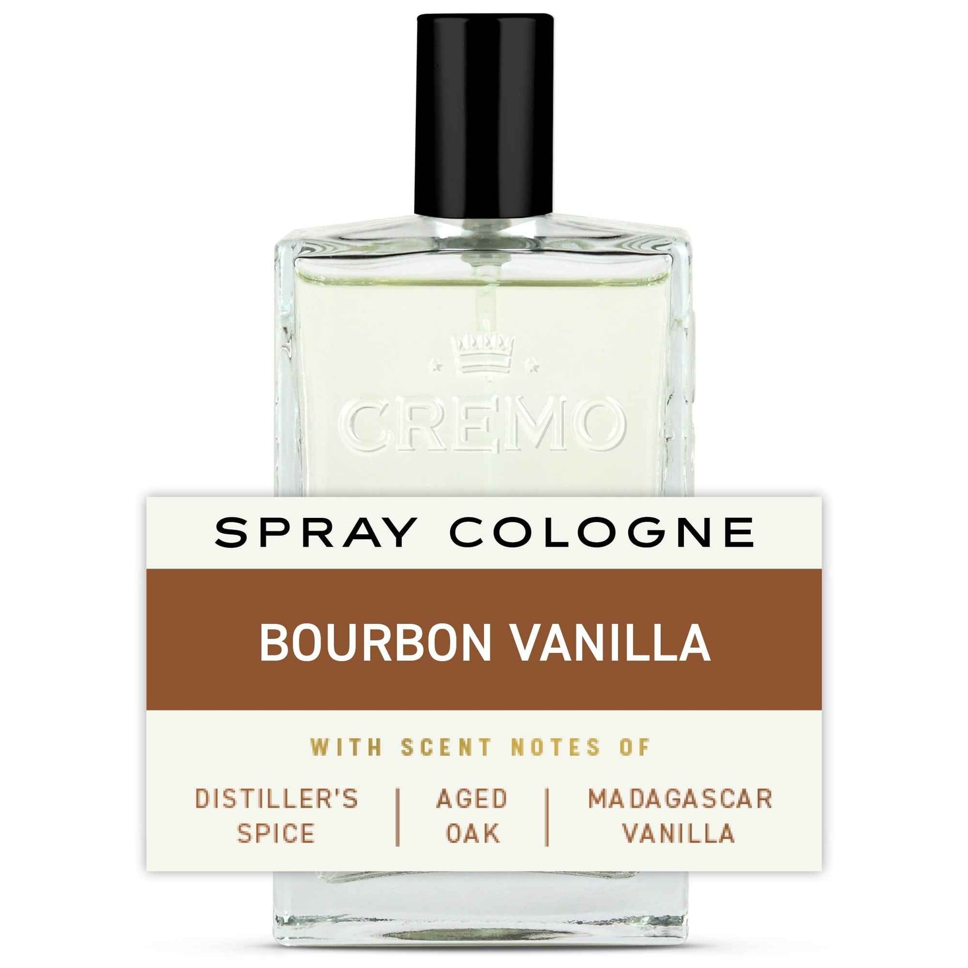 Cremo Cologne for Men, Bourbon Vanilla – Distinctive & Long-Lasting Scent, 3.4 Oz