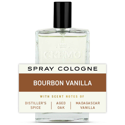 Cremo Cologne for Men, Bourbon Vanilla – Distinctive & Long-Lasting Scent, 3.4 Oz