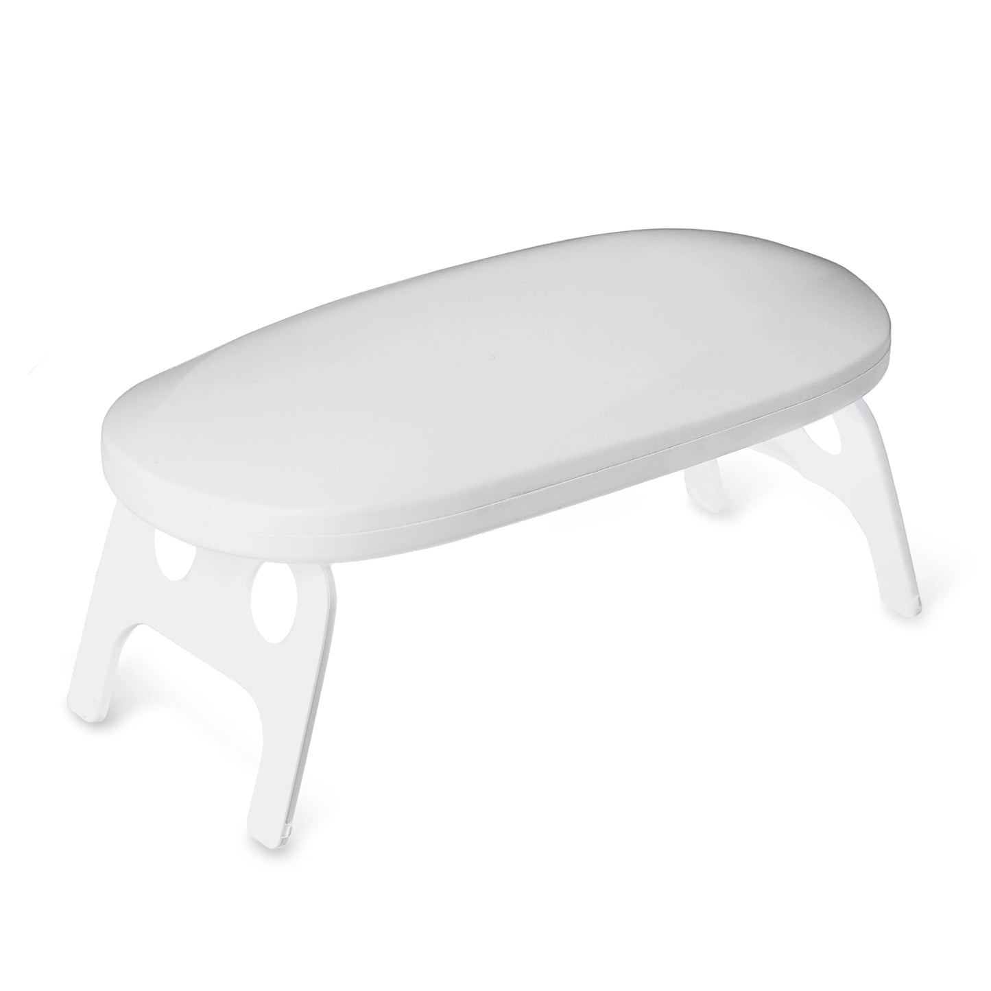 White oval table on a white background