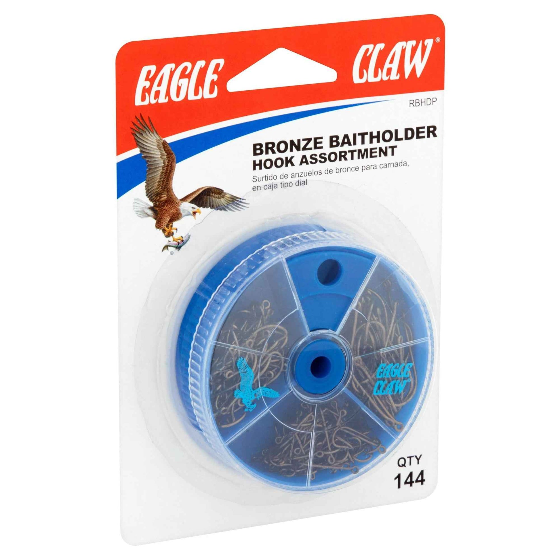 Eagle Claw Baitholder Hooks Assortment – 144 Count in Assorted Sizes for Freshwater Fishing