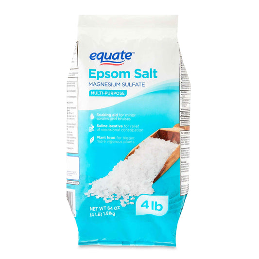 Equate Epsom Salt, Magnesium Sulfate, Unscented – 64 oz (4 lb) Soaking Aid & Muscle Relief Equate