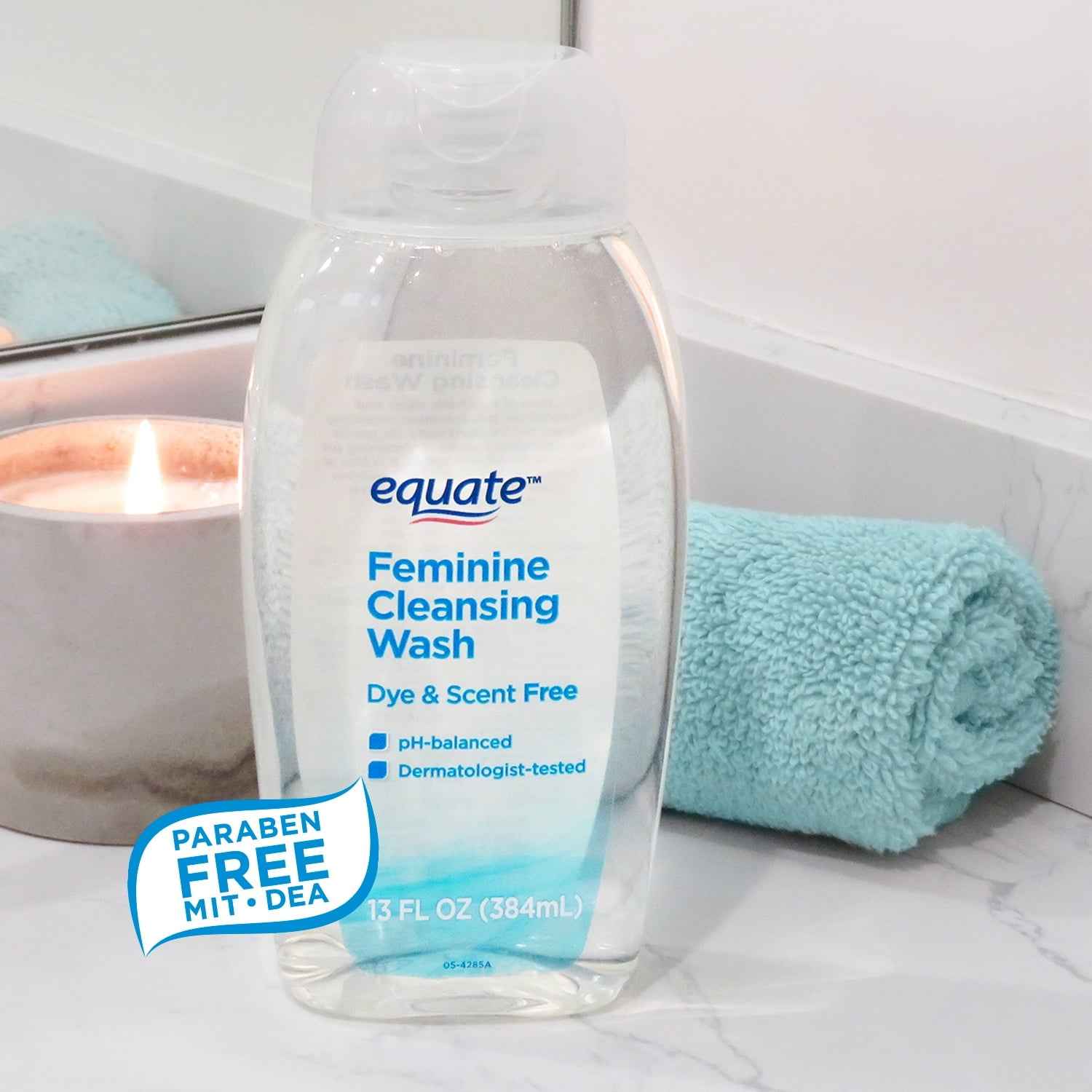 Equate Feminine Cleansing Wash – Unscented, 13 fl oz, pH-Balanced for Sensitive Skin