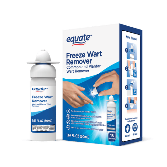 Equate Freeze Wart Remover, 1.6 fl oz – Precision Metal Tip for Common & Plantar Warts Equate