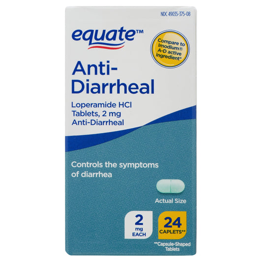 Equate Loperamide Tablets – 2 mg Anti-Diarrheal, 24 Count