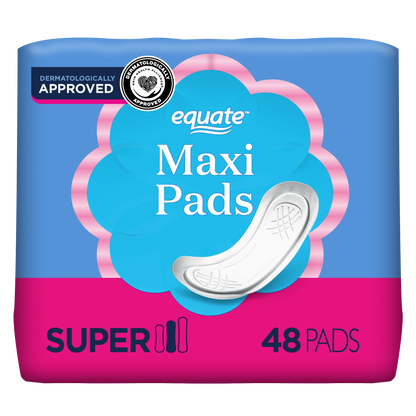 Equate Maxi Pads - Super Protection, Unscented (48 Count)
