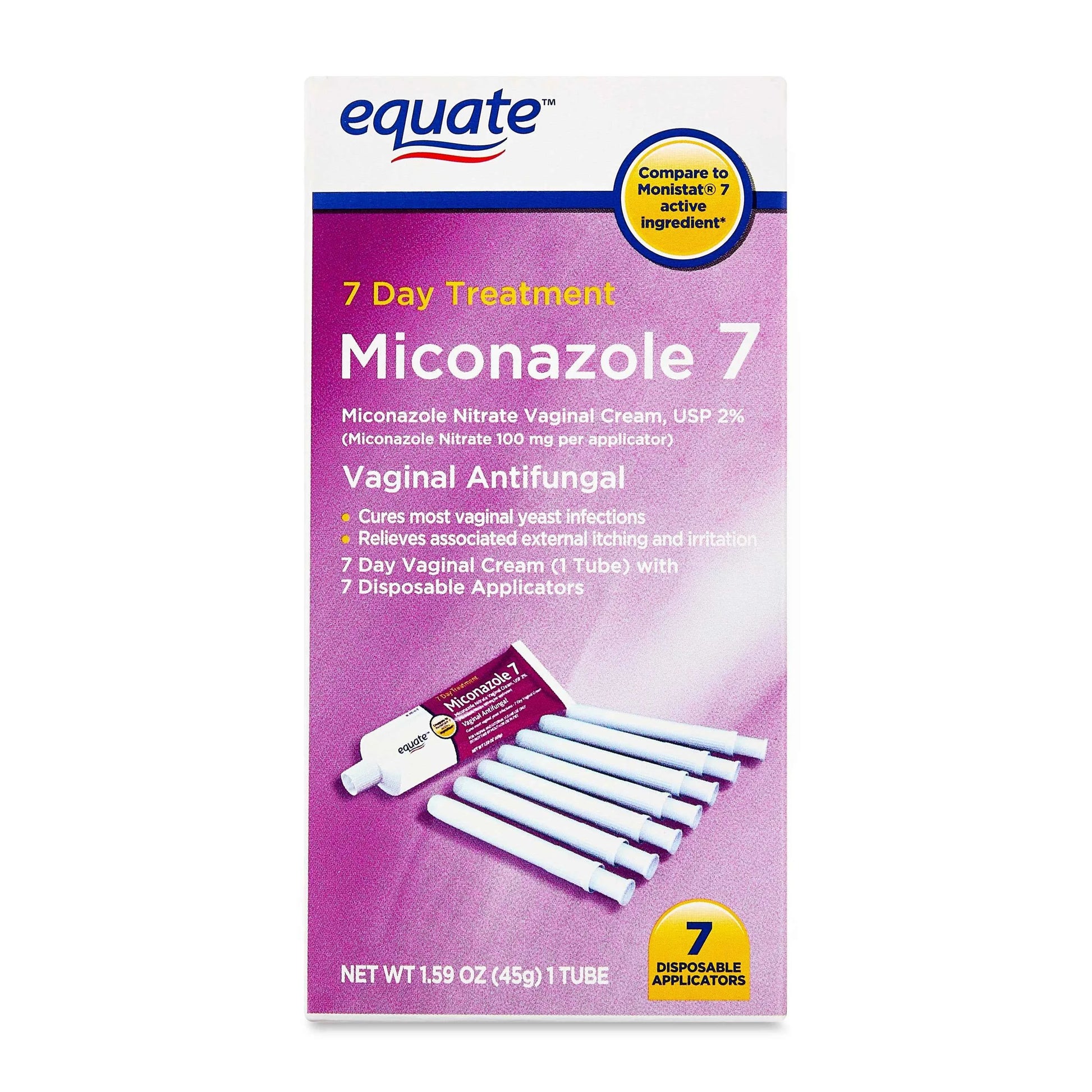 Equate Miconazole 7 Day Vaginal Treatment Cream with Disposable Applicators, 1.59 oz