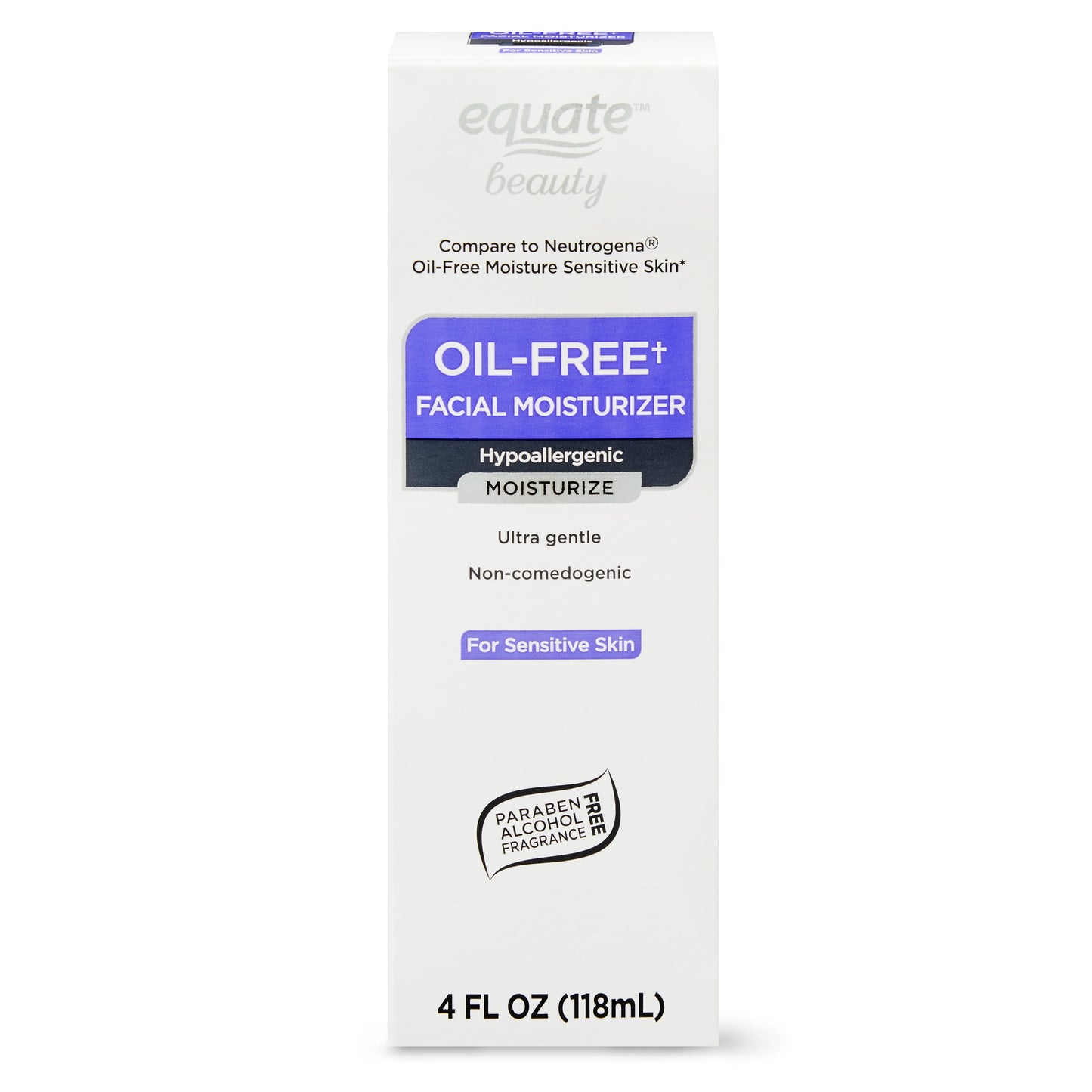 Equate Oil-Free Facial Moisturizer – Fragrance-Free, Sensitive Skin, 4 fl oz