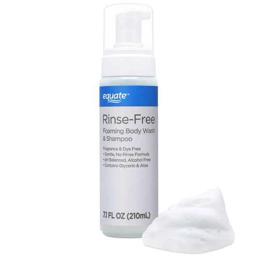 Equate Rinse-Free Foaming Body Wash & Shampoo – No Rinse Formula for Cleansing & Freshening, 7.1 fl oz