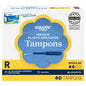 Equate Tampons with Premium Plastic Applicators, Unscented, Regular Absorbency – 40 Count