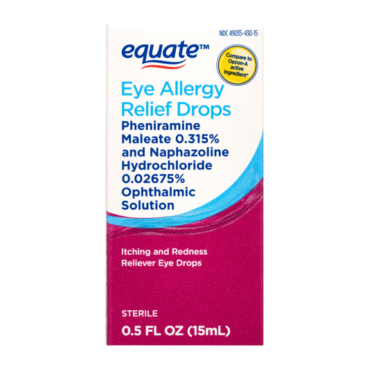 Equate Eye Allergy Relief Antihistamine & Redness Reliever Eye Drops | 0.5 oz Equate