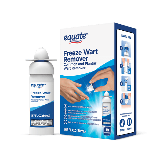 Equate Freeze Wart Remover 1.6 fl oz – Precision Metal Tip for Effective Treatment of Common & Plantar Warts