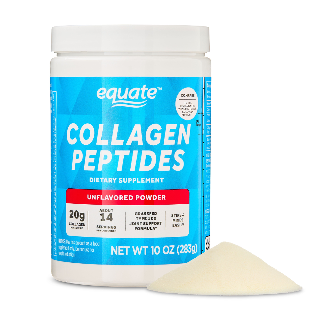Equate Grass Fed Hydrolyzed Bovine Collagen Peptides Type 1 & 3, Unflavored Powder, 10 oz