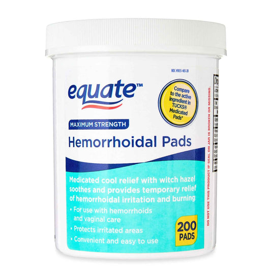 Equate Maximum Strength Medicated Cool Relief Hemorrhoidal Pads – 200 Count