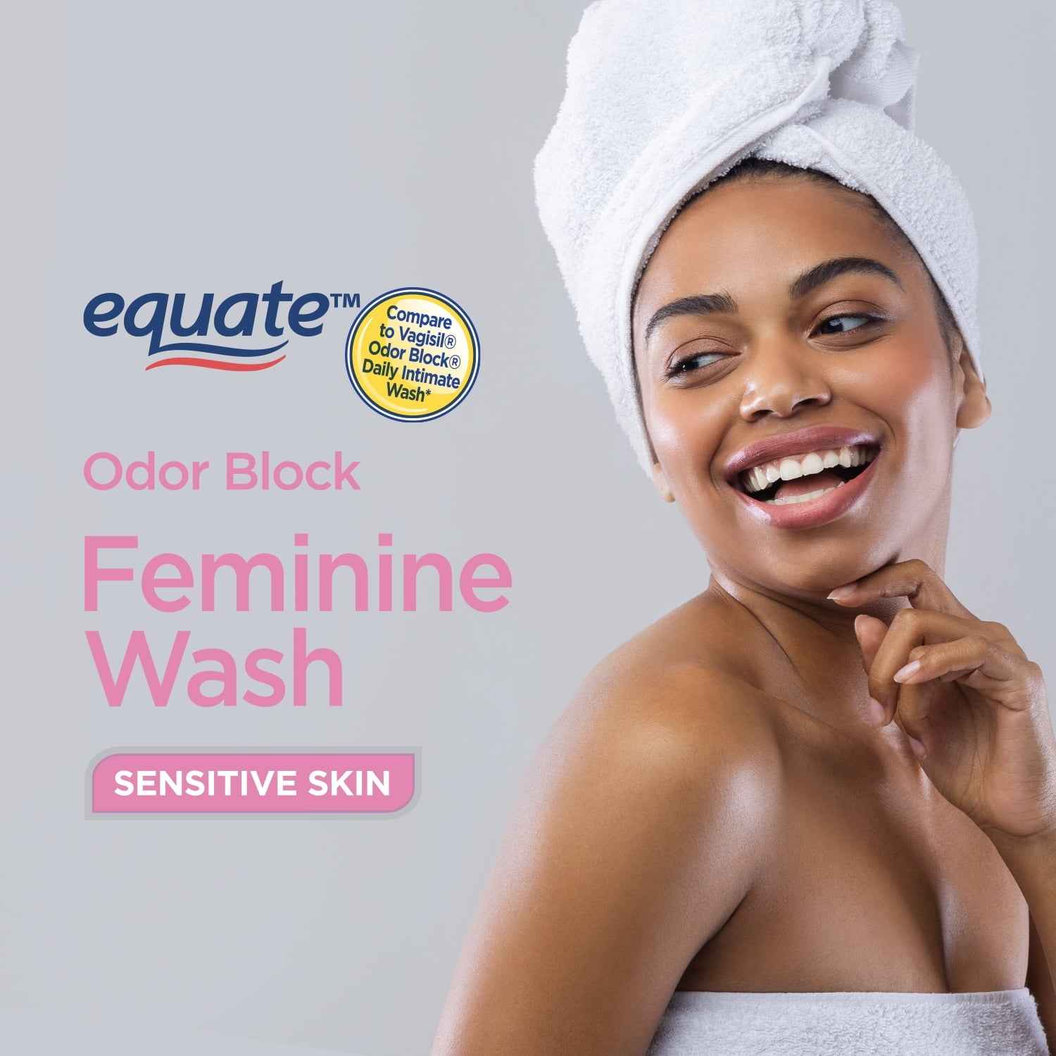 Equate Odor Block Feminine Wash for Sensitive Skin – pH-Balanced, Gentle Daily Cleanser, 12 fl oz