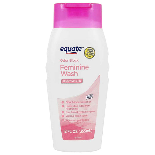 Equate Odor Block Feminine Wash for Sensitive Skin – pH-Balanced, Gentle Daily Cleanser, 12 fl oz