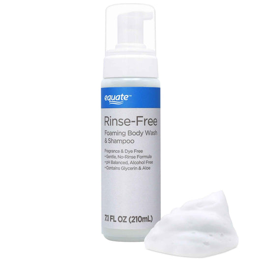 Equate Rinse-Free Foaming Body Wash & Shampoo – No Rinse Formula for Cleansing & Freshening, 7.1 fl oz