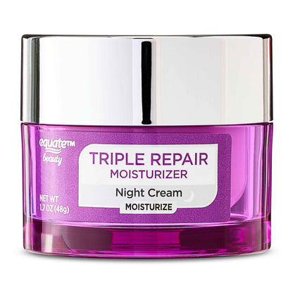 Equate Triple Repair Moisturizer Night Cream – 1.7 oz, Hydrating Overnight Face Cream for Smoother, Healthier-Looking Skin