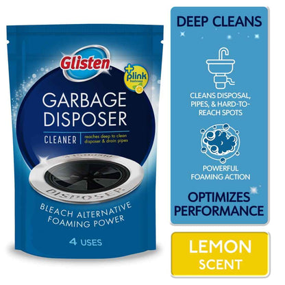 Glisten Disposer Care Cleaner – Lemon Scent, 4 Packets