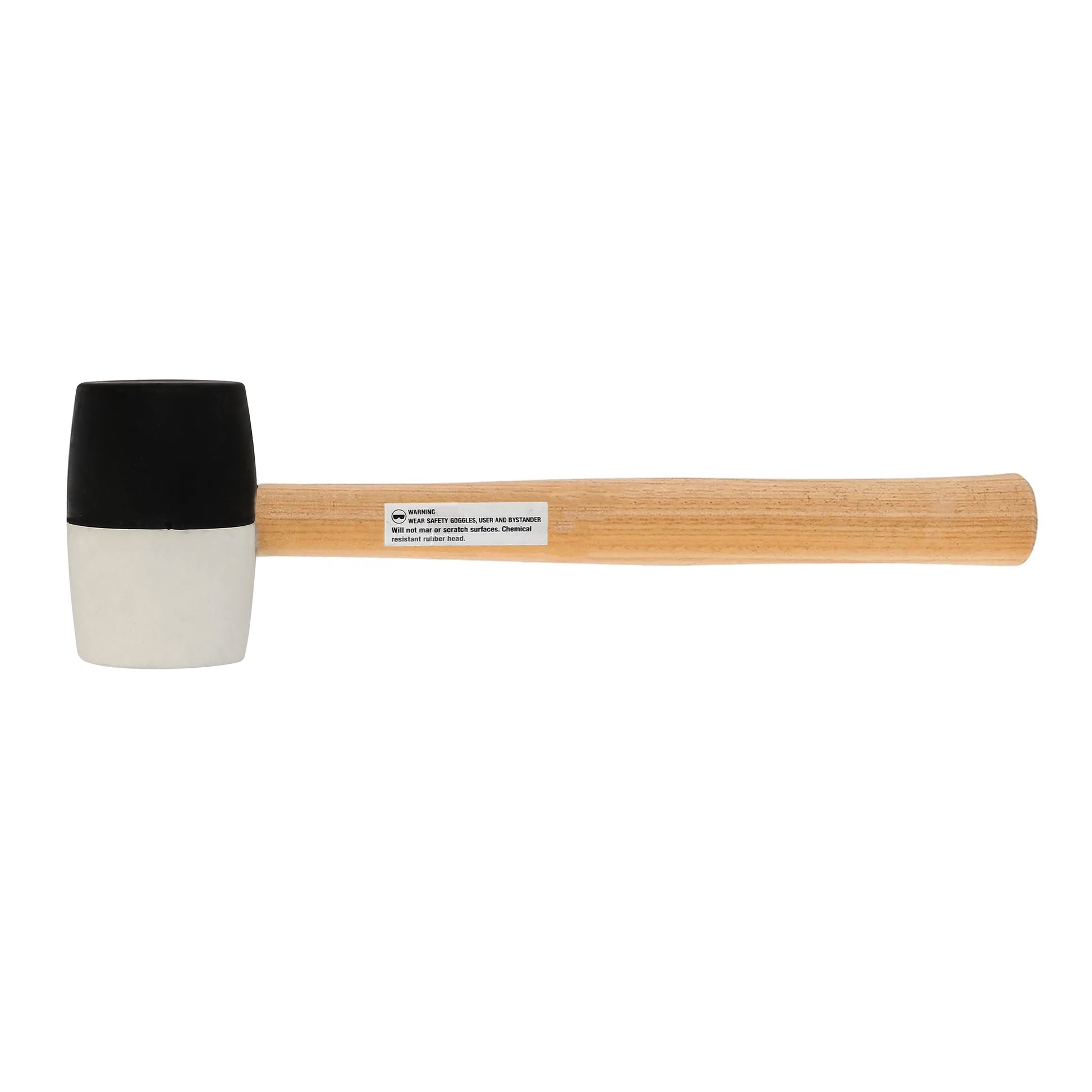 Hyper Tough 16 oz. Double Headed Rubber Mallet | Dual Non-Marring (Black & White) Face Hammer | Hardwood Handle