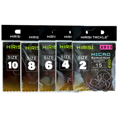 HIRISI PTFE Coated High Carbon Steel Barbed Fish Hook with Eye – X911 Hirisi