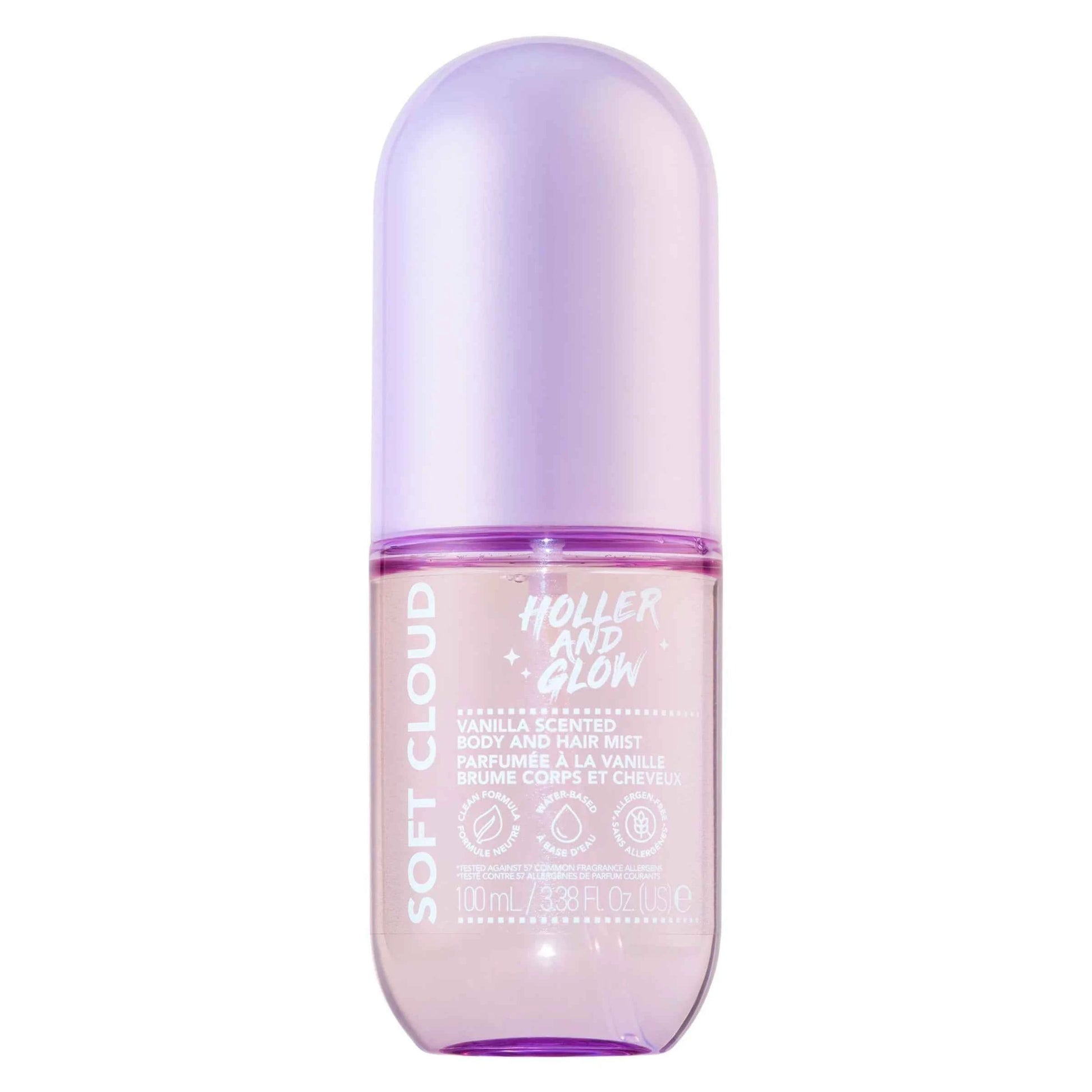 Holler and Glow Soft Cloud Body & Hair Mist – Sweet Scented, Water-Based | 3.38 fl oz