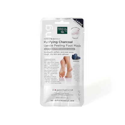 Earth Therapeutics Large Peeling Foot Mask – Charcoal, Single Pack