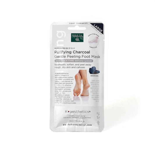 Earth Therapeutics Large Peeling Foot Mask – Charcoal, Single Pack