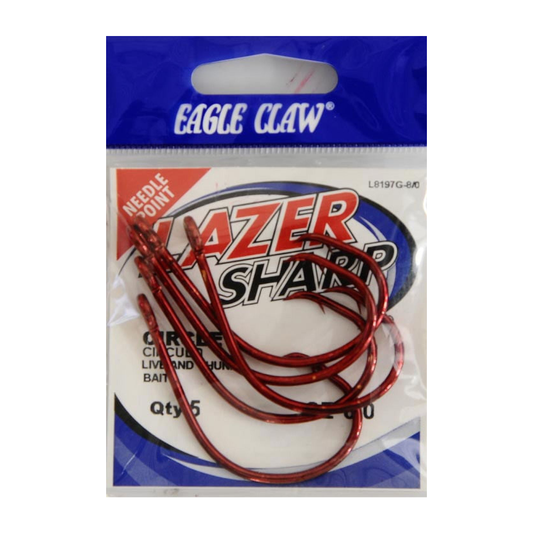 Lazer Sharp L8197GH-8/0 Circle Offset Hook – Sea Guard Red, 5 Pack | Heavy Duty Saltwater Fishing Hooks Lazer Sharp