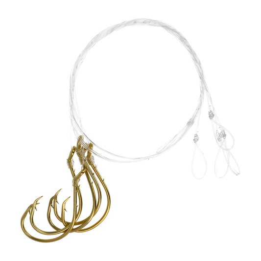 Lazer Sharp Snelled Non-Offset Baitholder Circle Hook – Size 7/0 | 18" Mono Leader Gold Fishing Rig Lazer Sharp